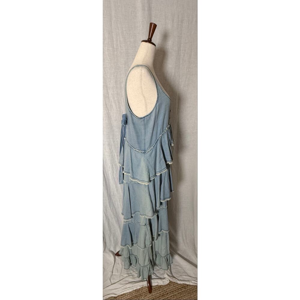 Anthropologie Pilcro Denim Tiered Ruffle Frayed Midi Dress Light Wash Blue
Med - Picture 4 of 8